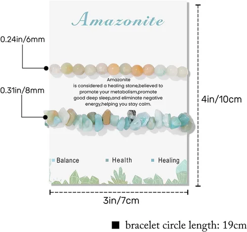Miniatura 17 de Pulseras de cristal curativo para mujer, 2 pulseras de piedra natural de 0.236 pulgadas, pulseras elásticas de cuentas de cristal hechas a mano
