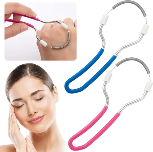 2 unidades de removedor de vello facial manual, depiladora de resorte facial de acero inoxidable con asa, herramienta de eliminación de vello facial