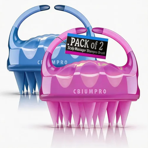 Miniatura 9 de Cbiumpro Paquete de 2 cepillos de champú masajeador de cuero cabelludo, cepillo exfoliante de silicona ultra suave para el crecimiento del cabello