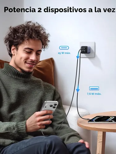 Miniatura 3 de UGREEN Cargador USB C de 35 W para iPhone 17 de carga rápida, Nexode 2 puertos GaN plegable PPS compacto y rápido bloque de cargador de pared