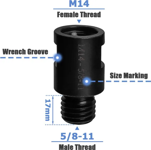 Miniatura 3 de Mesee 2 adaptadores de fijación para amoladora angular M14 hembra a 5/8 "-11 macho adaptador de rosca herramienta de conversión M14 adaptador