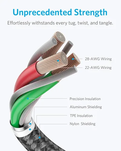 Miniatura 4 de Anker Cable USB A a Lightning (3.3 pies, 1 paquete), cable USB a Lightning de nailon certificado MFi para iPhone 14/13/12/11 Pro/11/XS MAX/XR/8/7/6s