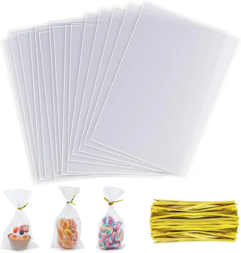 Miniatura 8 de 20 bolsas de celofán de celofán de 14 x 18 pulgadas, transparentes y planas para envolver regalos, panadería, galletas, dulces, postres, cestas
