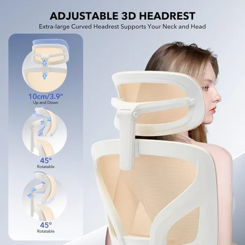 Miniatura 6 de Silla de oficina ergonómica con soporte lumbar ajustable, silla de escritorio de oficina en casa, cómoda silla de juegos de malla con reposabrazos