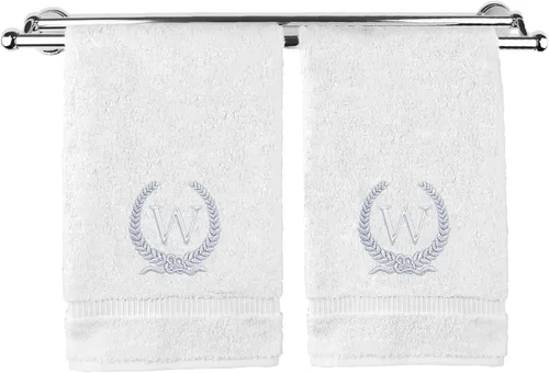 Miniatura 84 de Toalla de mano con monograma, regalo personalizado, 16 x 30 pulgadas, diseño de corona dorada bordada con letra blanca en toalla negra, extra