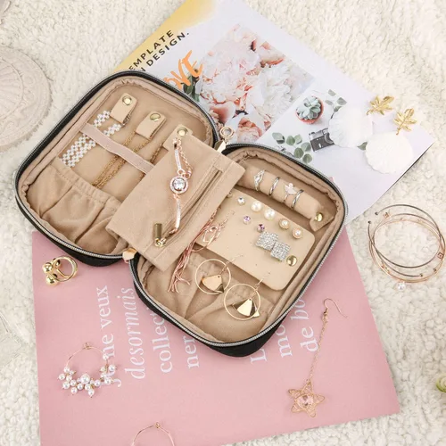 Miniatura 33 de BAGSMART Estuche organizador de joyería, de viaje para collar, aretes, anillos, brazalete