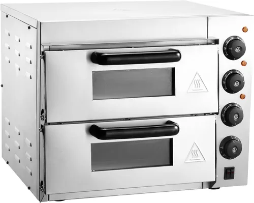 Miniatura 9 de Horno de pizza comercial VEVOR para encimera, capa doble de 14", horno de pizza eléctrico de acero inoxidable con piedra y asa, horno de pizza