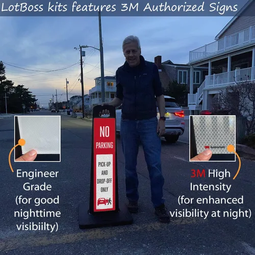 Miniatura 4 de SmartSign LotBoss - Kit de letreros verticales con base de goma, doble cara, 7.875 x 35.5 pulgadas, letrero reflectante de grado de ingeniero 3M