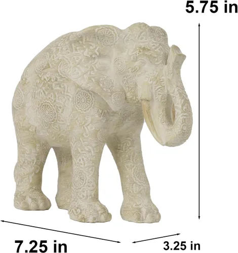 Miniatura 7 de Guichifun Estatuas de Elefante Decorativas Figuras Coleccionables - Decoración de Elefante Bohemio de Resina Crema Hecho a Mano Trae Buena Suerte