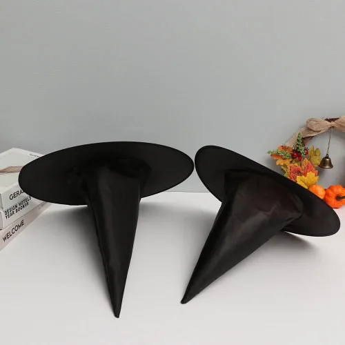 Miniatura 4 de Paquete de 3 sombreros de mago negros para colgar, sombrero de bruja negro de Halloween, accesorio de disfraz para fiesta de Halloween y Navidad