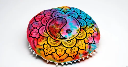 Miniatura 12 de Funda de almohada redonda con diseño de mandala, para asiento, otomano, con pompones, hippie, decorativo, bohemio, indio, de 22 pulgadas