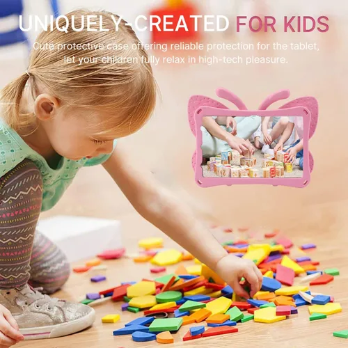 Miniatura 51 de FW Fire 7 - Funda para tablet para niños, Amazon Fire 7 2022, funda de mariposa con luz de atril, EVA, protección contra caídas, resistente, a