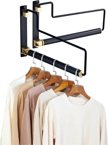 NEWRAIN Estante de secado de ropa, estantes para secar ropa, colgador de ropa con brazo oscilante montado en la pared para lavandería, garaje, uso