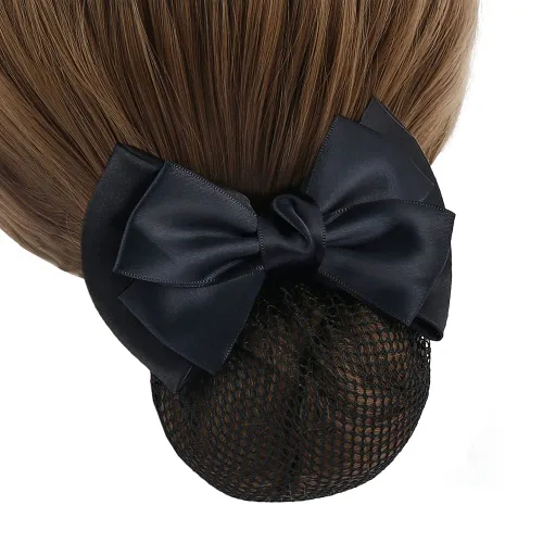 Miniatura 5 de Pinza para el cabello, 2 unidades, con lazo, para moño, decoración de lazo de encaje, red de malla elástica para el cabello para mujer