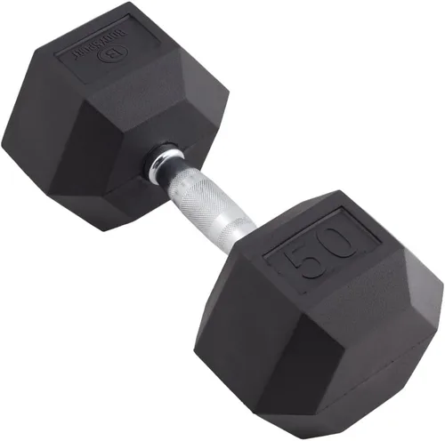 Miniatura 12 de Body Sport Mancuerna hexagonal con revestimiento de goma, individual – Mancuernas para ejercicios – Equipo de entrenamiento de fuerza – Accesorios
