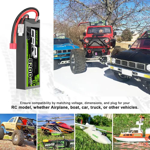 Miniatura 5 de OVONIC 2S Lipo Batería 7.4V 8200mAh 120C Lipo con conector T (paquete de 2)