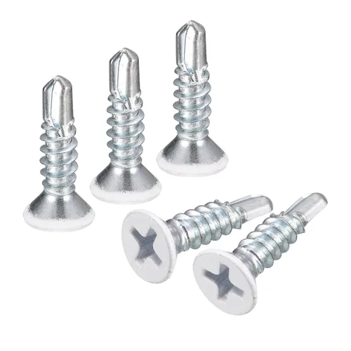 Miniatura 7 de uxcell Tornillos blancos #8 x 1/2" Tornillos autoperforantes, 100 tornillos Phillips de cabeza plana para chapa metálica Tornillos de madera a metal