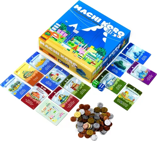 Miniatura 5 de Juego de mesa Machi Koro ¡El juego definitivo de construcción de ciudades! Juego de estrategia de lanzamiento de dados de ritmo rápido para niños