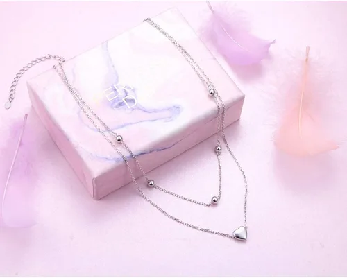 Miniatura 4 de DAOSHANG Collares en capas para mujer de plata de ley S925, collar lindo de doble capa de corazóncírculopata de perro, estrellalunaestrella