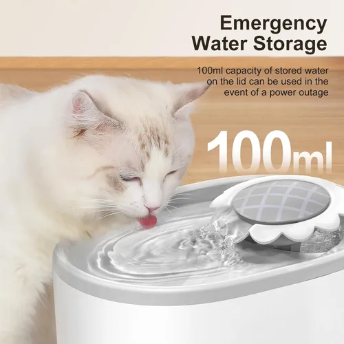 Miniatura 6 de NPET fuente de agua para gatos con ventana de nivel de agua visible, gris y blanco, fuente de agua automática para mascotas de 2 l/67 oz con bomba