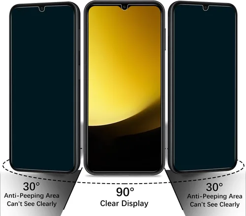 Miniatura 3 de (Paquete de 2 protectores de pantalla de privacidad diseñados para Samsung Galaxy A14 5G, vidrio templado anti-espía, antiarañazos, sin burbujas)