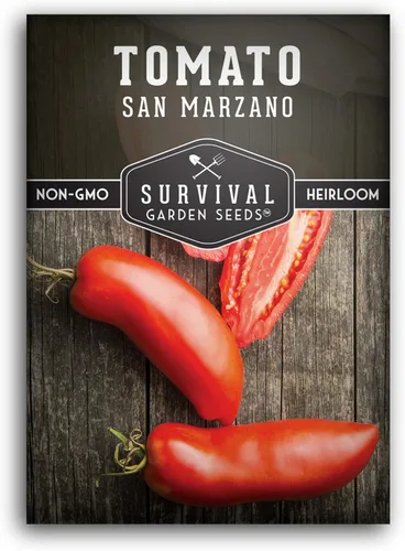 Survival Garden Seeds - Semilla de tomate San Marzano para plantar - 1 paquete con instrucciones para plantar y cultivar tomates ciruela italianos
