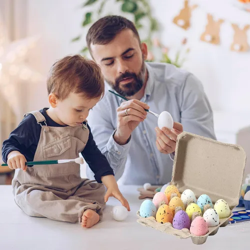 Miniatura 3 de LayHyand 30 cajas de huevos de codorniz, caja de docena de huevos, contenedor de papel de pulpa de color natural en blanco de 3 x 4 pulgadas