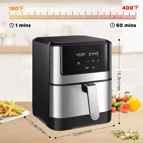 Miniatura 4 de Freidora de aire digital LED, horno tostador eléctrico con freidora de aire, freidora de aire multifunción, asar, asar, deshidratar y más