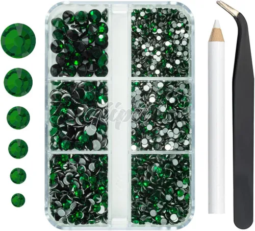 Miniatura 24 de Juego de 4010 diamantes de imitación dorados champán para arte de uñas, diamantes de imitación de parte trasera plana, dijes dorados para uñas, 6
