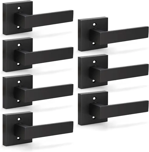 Miniatura 25 de KNOBWELL Paquete de 6 manijas de puerta falsas de color negro mate para puerta interior de armario, pasillo interior, manijas de puerta cuadradas
