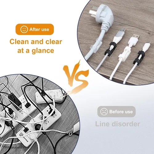 Miniatura 5 de 60 piezas de clips para cables transparentes con adhesivo de 3M, soportes de cables debajo del escritorio, gestión de cables para pared, coche
