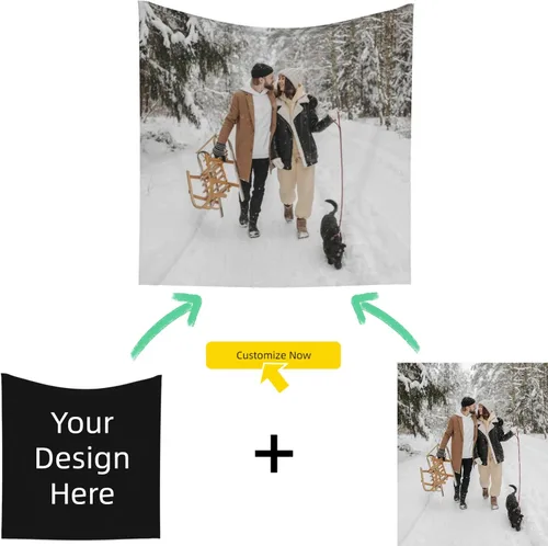 Miniatura 2 de GOOESING Tapiz personalizado para cargar imágenes de boda, amor, recuerdo familiar, tapiz personalizado para el Día de la Madre, Día del Padre