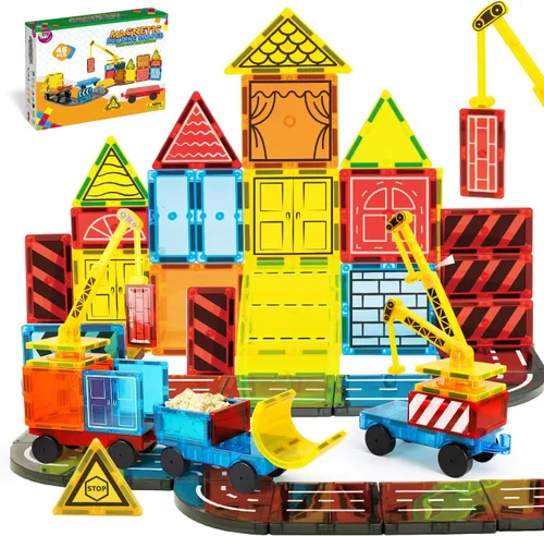 TOY Life Azulejos magnéticos para niños de 3 a 5 años, juguetes de construcción para niños de 4 a 8 años, azulejos de construcción magnéticos para