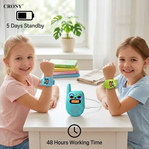 Miniatura 3 de Qniglo Walkie Talkies para niños recargables, paquete de 2, regalos de Navidad y cumpleaños, juguetes para niños y niñas de 3 a 12 años, walkie Azul
