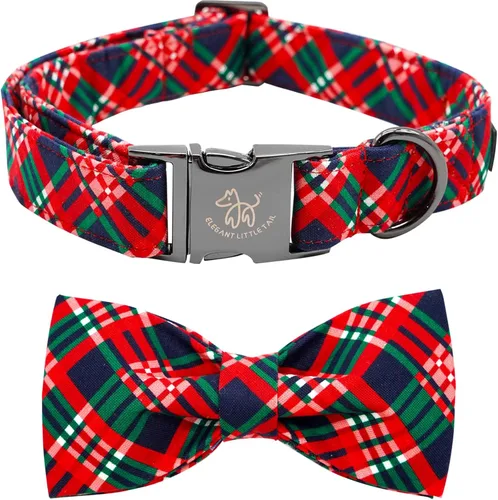 Miniatura 16 de Collar para perros Elegant little tail, collar navideño para perros con flor roja, collar festivo para mascotas, collar con lazo para perros, collar