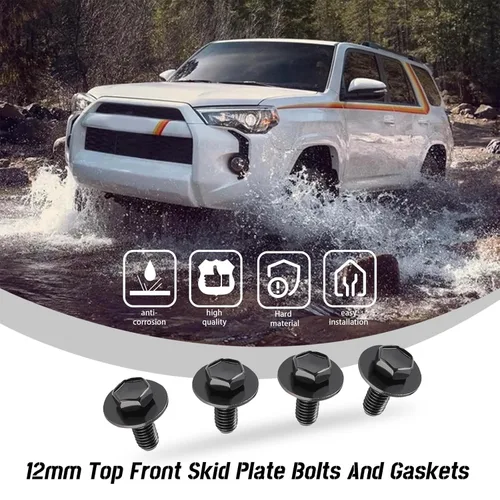 Miniatura 5 de 4 piezas de 12 mm de pernos y juntas de placa deslizante frontal superior compatibles con Toyota Tacoma 4Runner FJ Tundra Land Cruiser 2013-2020