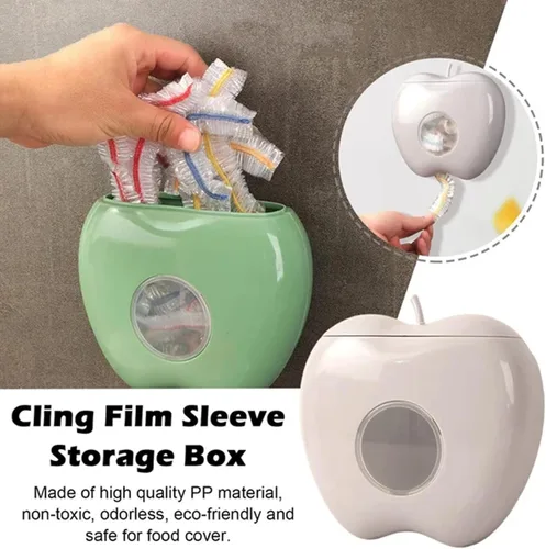 Miniatura 2 de Caja de almacenamiento de plástico, bolsa de conservación fresca, organizador de cocina, montado en la pared, gran capacidad, sin perforaciones