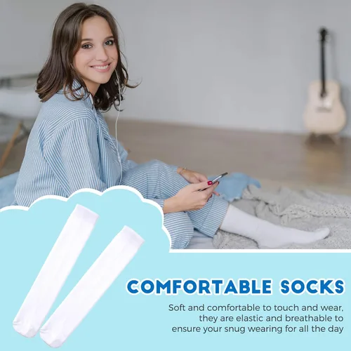 Miniatura 4 de Geyoga 12 pares de calcetines de sublimación blancos en blanco, calcetines de tubo para hombres y mujeres, calcetines listos para impresión