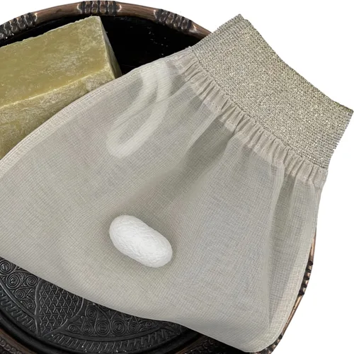 Miniatura 5 de Feel Fine Manopla exfoliante turca – Guante Hammam Kese de seda 100% cruda para hombres y mujeres Exfoliante turco hecho a mano para el baño