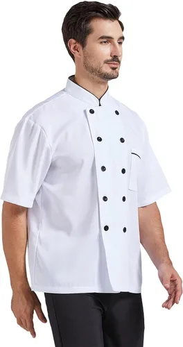 Miniatura 2 de Nanxson Chaqueta de chef unisex de manga cortalarga para hombres y mujeres CFM0001