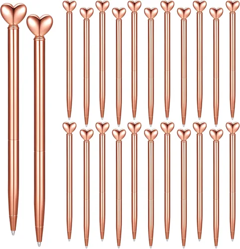 Miniatura 11 de Thenshop 24 piezas de bolígrafos con forma de corazón retráctiles de metal, lindos bolígrafos de 1.0 mm, tinta negra, bolígrafos de bola