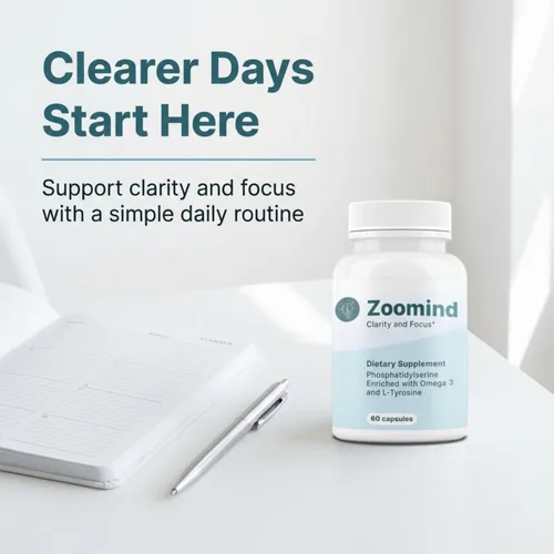 Miniatura 8 de Zoomind - Suplementos cerebrales para concentración y claridad, salud cerebral con omega-3, fosfatidilserina (PS) y L-tirosina. Apoya la función