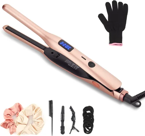 Miniatura 8 de Plancha plana de cerámica pequeña para cabello corto, barbas y duendecillos