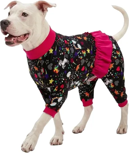 Miniatura 20 de LovinPet Pijamas grandes para perros - Camisa de unicornio para perro, mono de recuperación posoperatoria, impresión de sirenas y unicornios Rosa