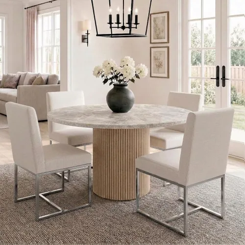 Miniatura 35 de HNY Juego de 2 sillas de cocina modernas, silla de cocina y comedor de cuero PU, silla de comedor tapizada silla auxiliar con marco de metal