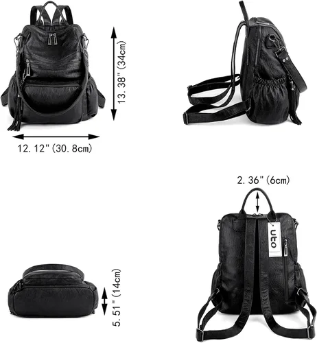 Miniatura 8 de UTO Mochila de piel vegana para mujer, diseño de moda, convertible, bolsa de hombro con borla, Mochilas tipo mochila