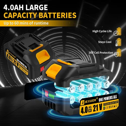 Miniatura 5 de JEXUGK Enrutador Inalámbrico Sin Escobillas, Enrutador de Madera Compacto de 21V con Batería de 2x4.0Ah, Enrutador de Palma Portátil Pequeña con 6