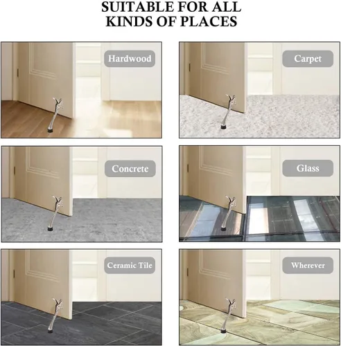 Miniatura 6 de OGC Tope de puerta abatible de 6 pulgadas, soporte de puerta abatible ajustable en altura, tope de aluminio montado en la puerta con punta de goma
