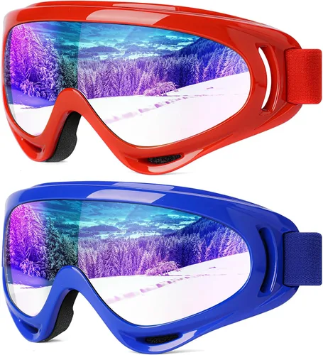 Miniatura 10 de Braylin Paquete de 2 gafas de esquí de nieve, gafas de snowboard para hombres, mujeres, jóvenes, niños, niños o niñas, gafas de moto de nieve
