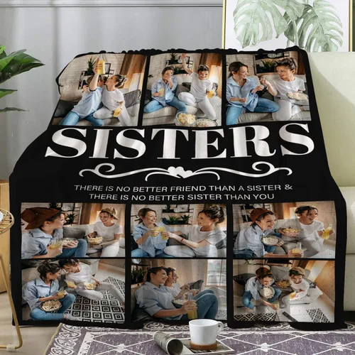 Miniatura 3 de Magimagine Manta personalizada, regalos de cumpleaños para hermanas de hermanas, mantas personalizadas con fotos, regalos de cumpleaños para O-to